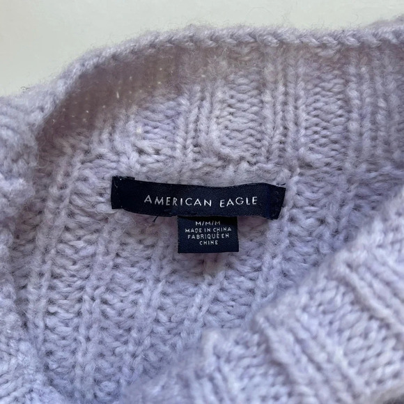 American Eagle Light Purple High Neck Chunky Knit Tunic Sweater Medium Women’s - Picture 8 of 10